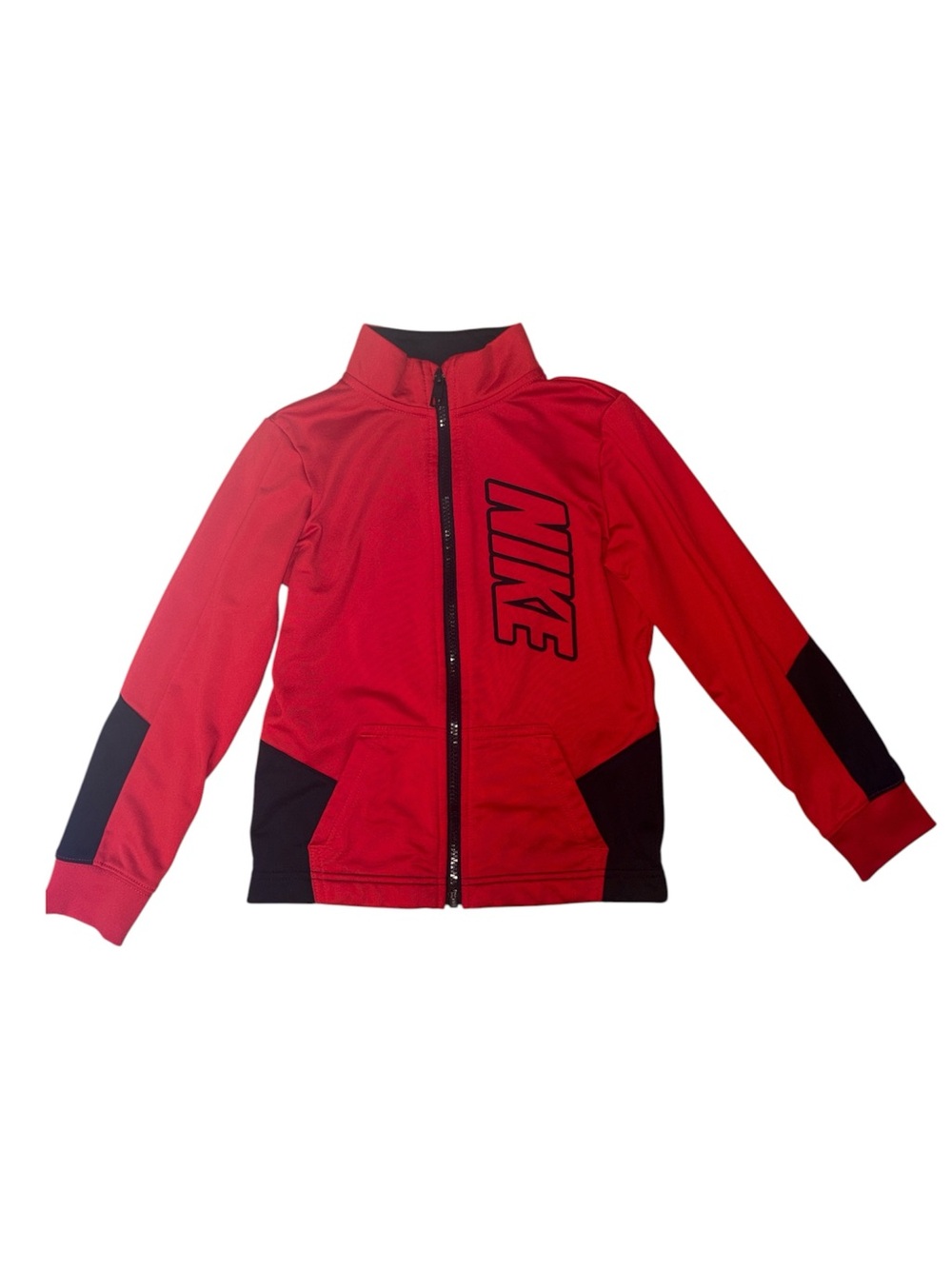 Nike Kids Red And Black Color-Block Athletic Sporty Track Jacket Boys Size 7